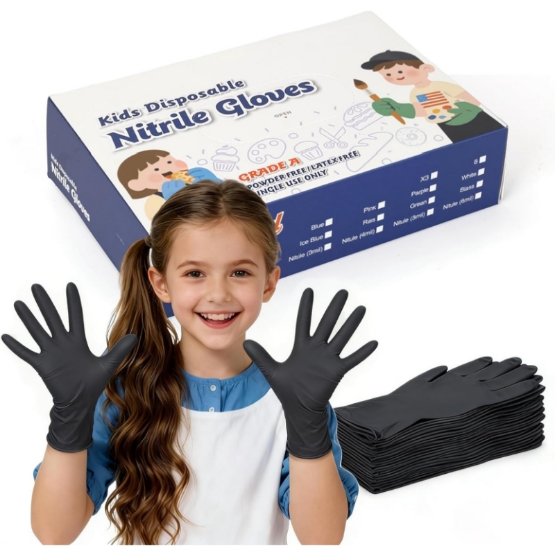 Nitrile Mechanic Glove - Czarne nitrylowe rękawiczki jednorazowe dla dzieci