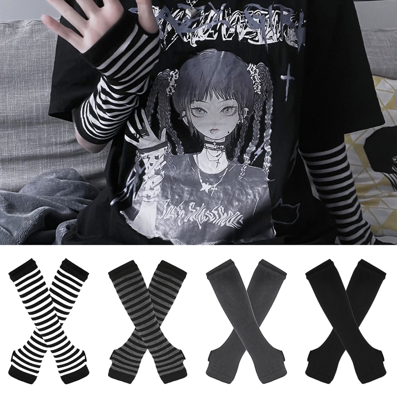 Fingerless Glove Knit - Damskie gotyckie rękawiczki bez palców z