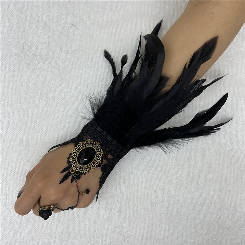 Motorcycle Glove Knuckle - Halloween Feather koronkowe rękawiczki rękawiczki bez