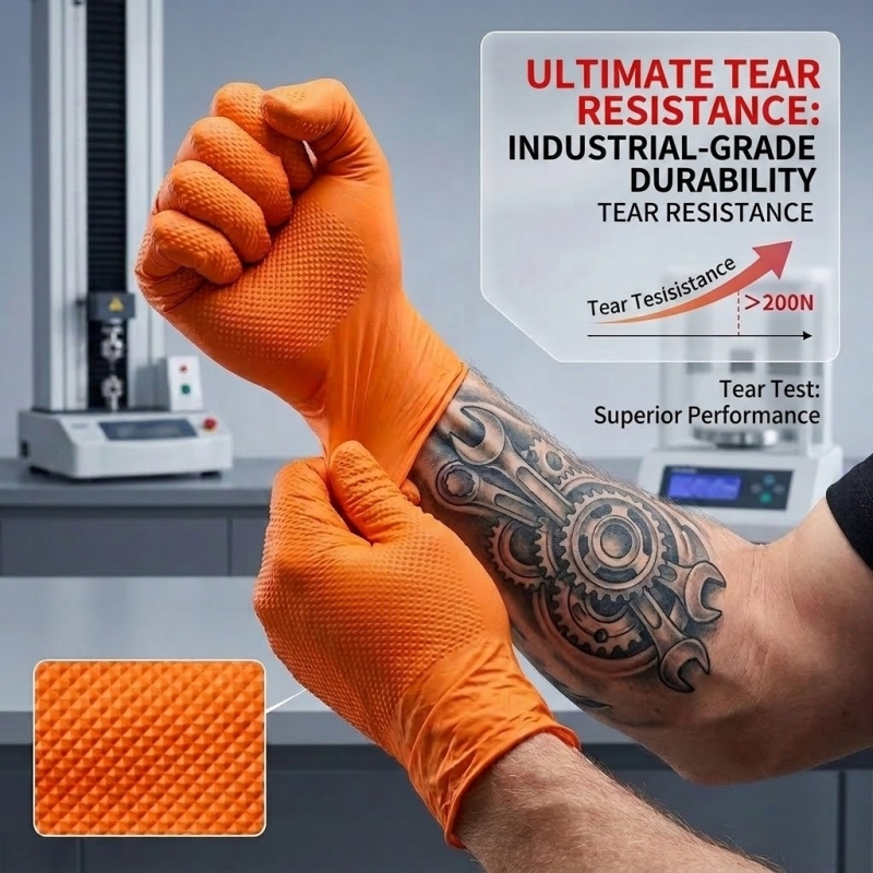 Wytrzymałe pomarańczowe rękawi – Nitrile Mechanic Glove recenzja i cena